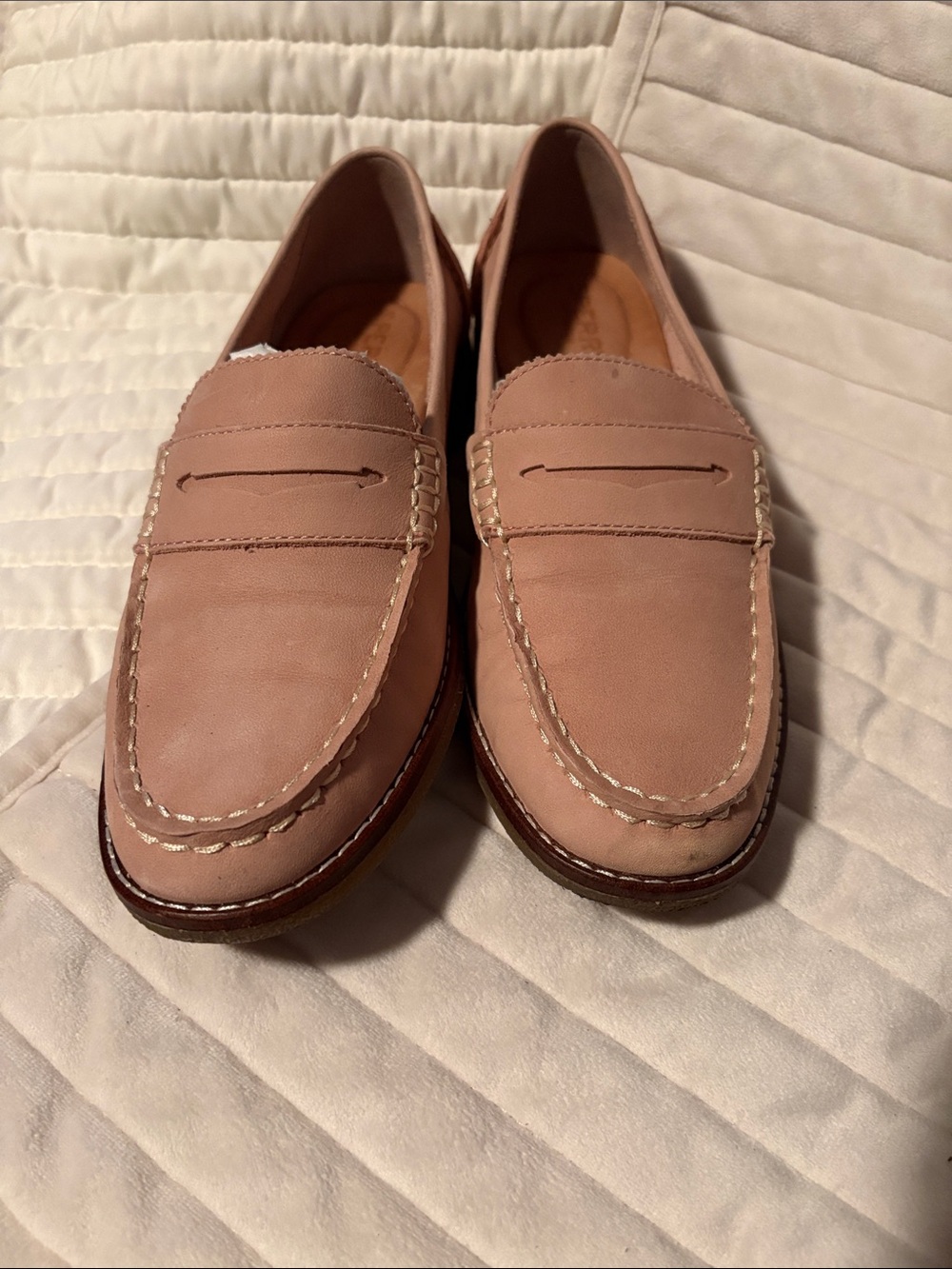 Sperry Pink Leather Penny Loafers